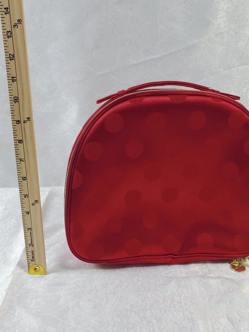 Estee Lauder Red Polka Dot Cosmetic Train Case Makeup Travel Bag 10.5